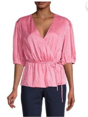 Rebecca Minkoff Pink Wrap Peplum Blouse